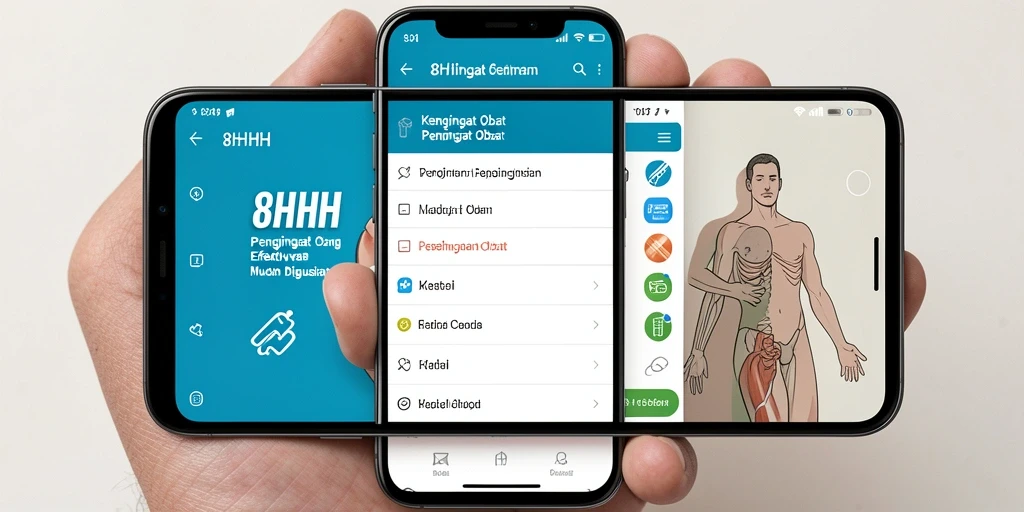 Antarmuka aplikasi yang menampilkan jadwal dan pengingat obat.