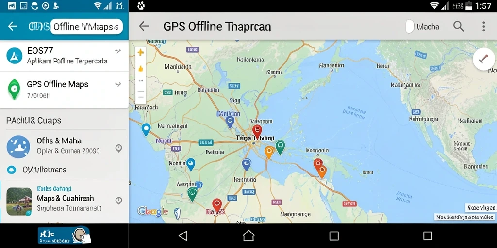 Tampilan antarmuka pengguna GPS Offline Maps EOS77 yang bersih dan informatif.