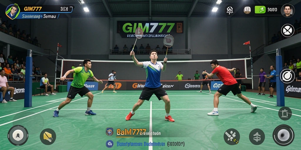Tampilan antarmuka GIM777 yang inovatif dan menarik untuk permainan Badminton.