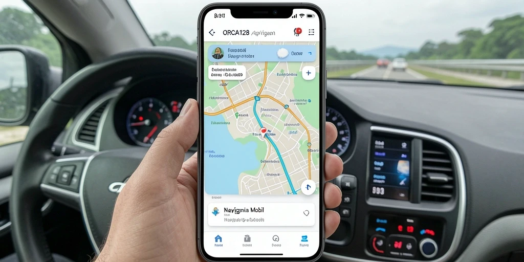 Antarmuka ORCA128 yang user-friendly untuk navigasi mobil.